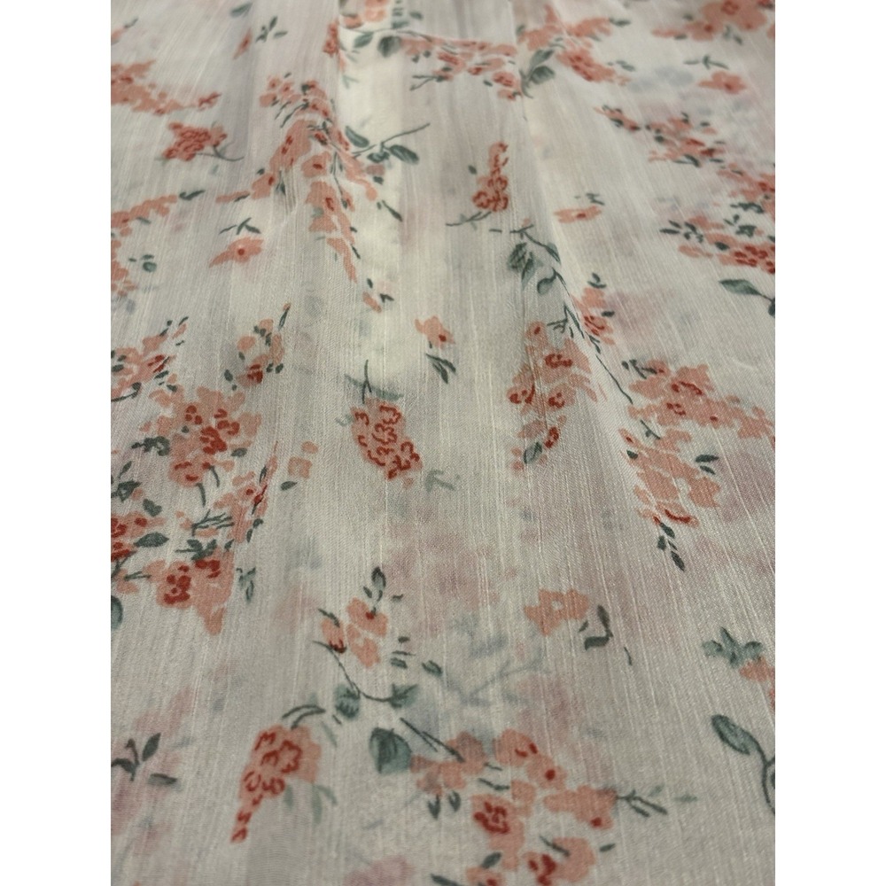 Cynthia Rowley Women's Sheer Pink Peach Floral Print 3/4 Button Down Shirt Sz M - Picture 6 of 9